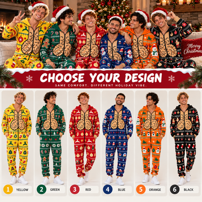 Funny Christmas Jumpsuit for Men – Ugly Christmas Pajamas, Holiday Party Outfit, Matching Xmas Onesie, Funny Christmas Gift