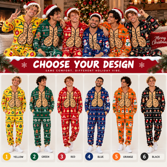 Funny Christmas Jumpsuit for Men – Ugly Christmas Pajamas, Holiday Party Outfit, Matching Xmas Onesie, Funny Christmas Gift