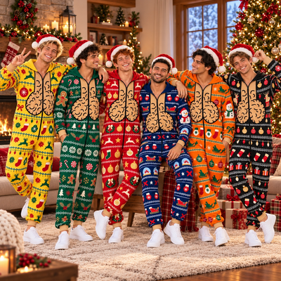 Funny Christmas Jumpsuit for Men – Ugly Christmas Pajamas, Holiday Party Outfit, Matching Xmas Onesie, Funny Christmas Gift