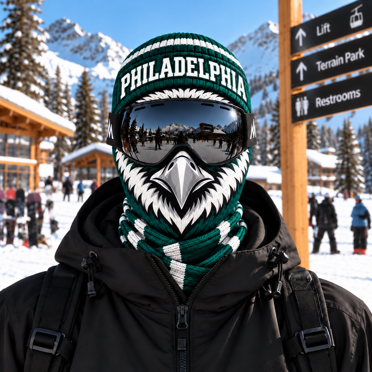American Football Ski Mask, Winter Balaclava Face Cover, Sports Fan Snow Mask, Skiing Accessories, Men Sports Skiing Gear
