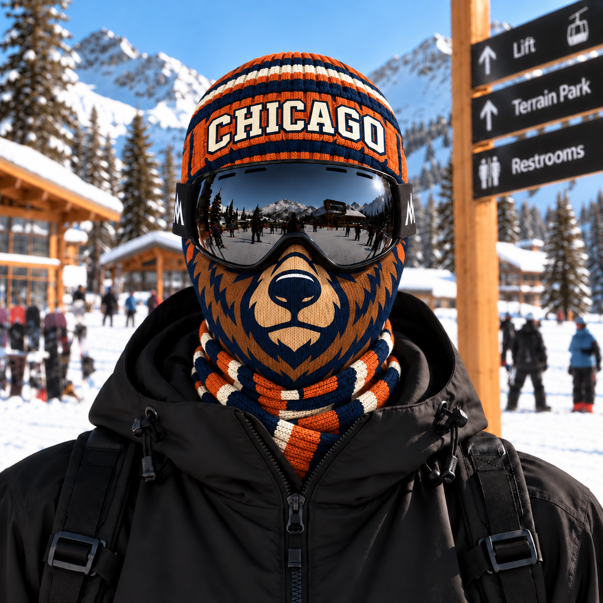American Football Ski Mask, Winter Balaclava Face Cover, Sports Fan Snow Mask, Skiing Accessories, Men Sports Skiing Gear