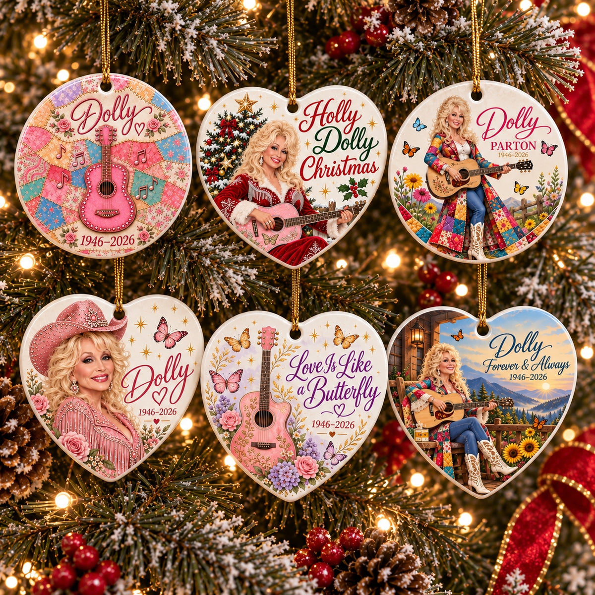 Country Music Fan Ceramic Ornaments - Coats of many Colors Song Fan - Christmas Ornament - Christmas Home Decor