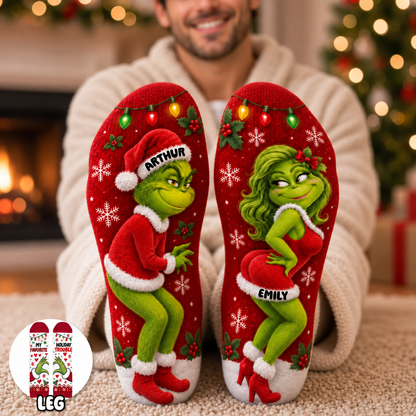 Cheeky Christmas Couple Middle Tube Socks - Personalized Gifts For Couple