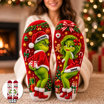 Cheeky Christmas Couple Middle Tube Socks - Personalized Gifts For Couple