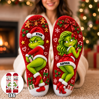 Cheeky Christmas Couple Middle Tube Socks - Personalized Gifts For Couple