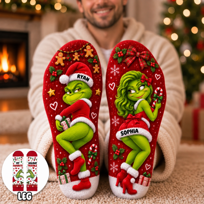 Cheeky Christmas Couple Middle Tube Socks - Personalized Gifts For Couple