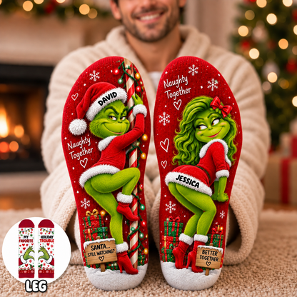 Cheeky Christmas Couple Middle Tube Socks - Personalized Gifts For Couple