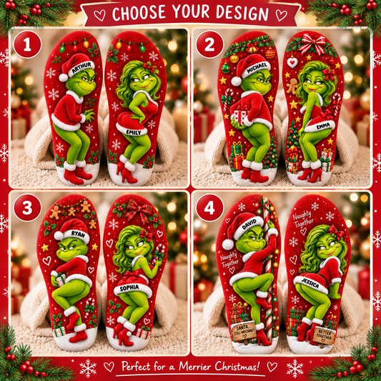 Cheeky Christmas Couple Middle Tube Socks - Personalized Gifts For Couple