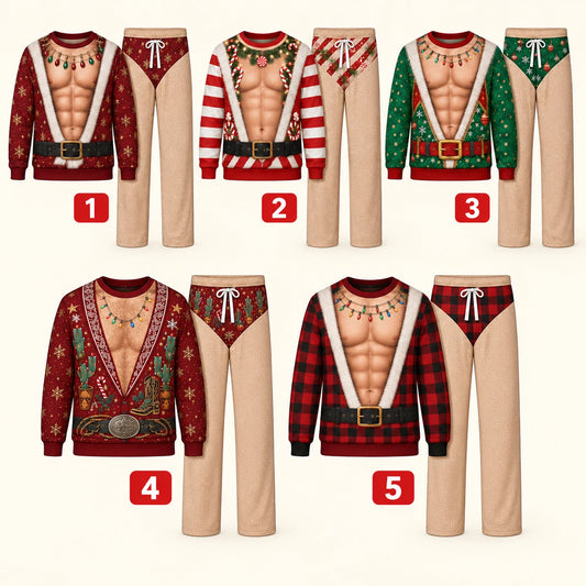 Ugly Christmas Sweater for Men - Funny Fake Muscle Print