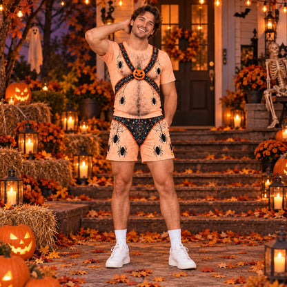 Funny Halloween Fake Body Costume Full Set - Tee & Shorts