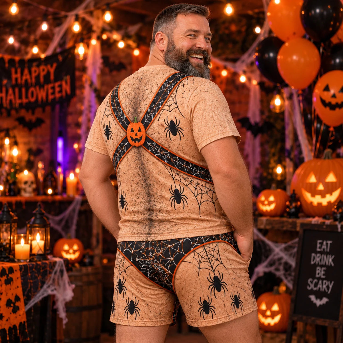 Funny Halloween Fake Body Costume Full Set - Tee & Shorts