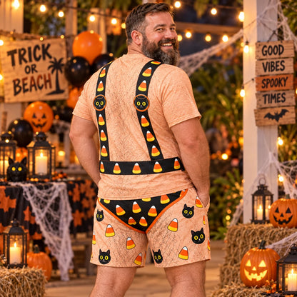 Funny Halloween Fake Body Costume Full Set - Tee & Shorts