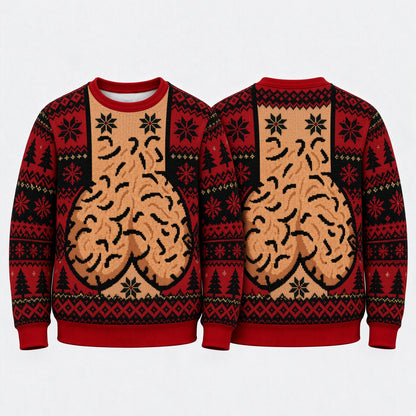 Funny Christmas Novelty Knit Sweater, Festive Holiday Pattern Pullover, Retro Winter Party Sweater, Christmas Gift for Adults