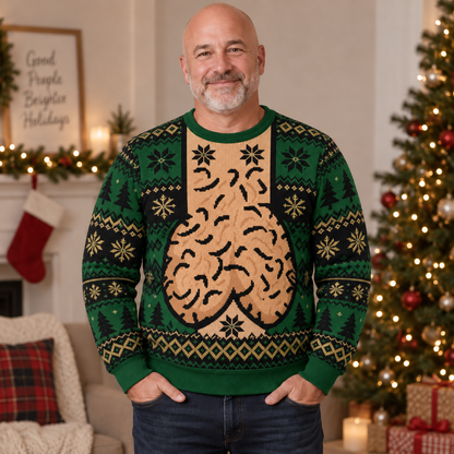 Funny Christmas Novelty Knit Sweater, Festive Holiday Pattern Pullover, Retro Winter Party Sweater, Christmas Gift for Adults