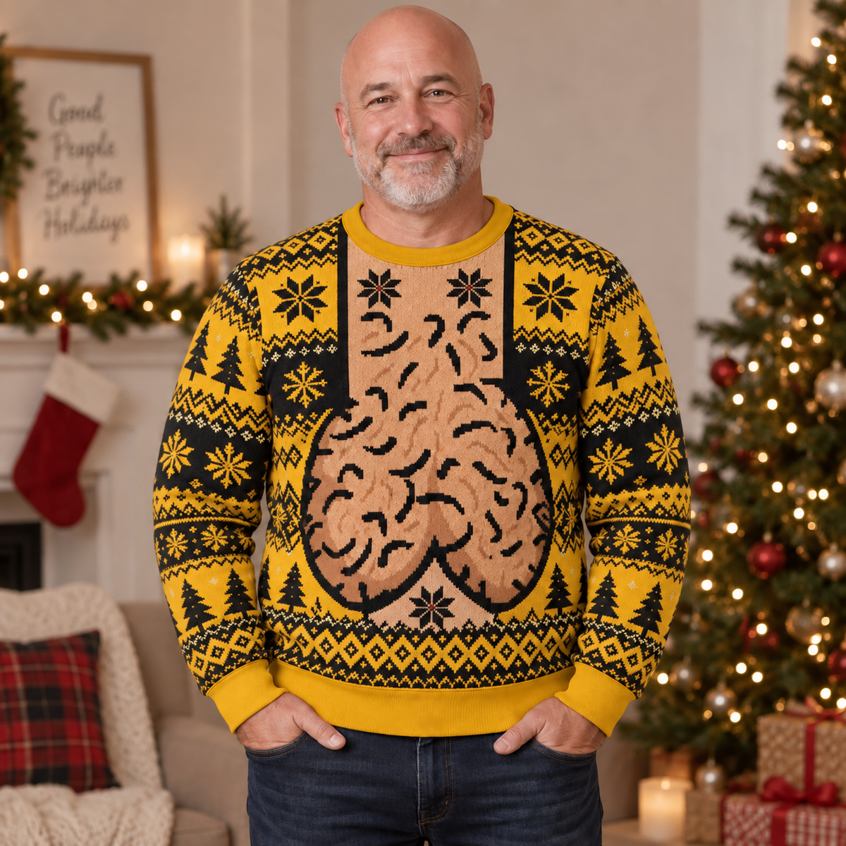 Funny Christmas Novelty Knit Sweater, Festive Holiday Pattern Pullover, Retro Winter Party Sweater, Christmas Gift for Adults