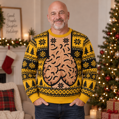 Funny Christmas Novelty Knit Sweater, Festive Holiday Pattern Pullover, Retro Winter Party Sweater, Christmas Gift for Adults