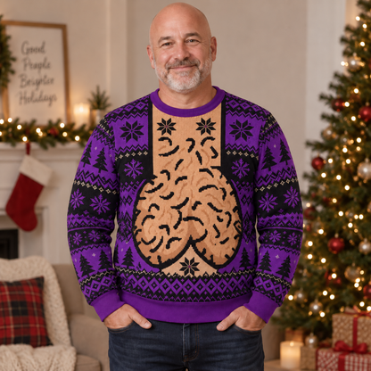 Funny Christmas Novelty Knit Sweater, Festive Holiday Pattern Pullover, Retro Winter Party Sweater, Christmas Gift for Adults