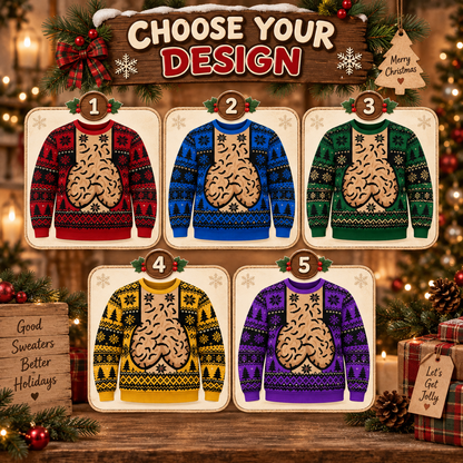 Funny Christmas Novelty Knit Sweater, Festive Holiday Pattern Pullover, Retro Winter Party Sweater, Christmas Gift for Adults