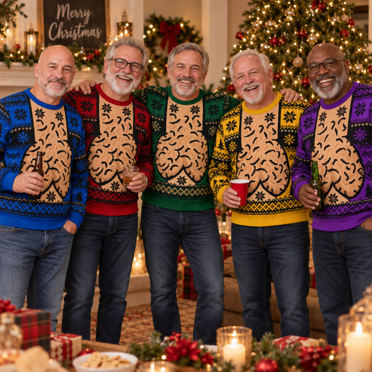 Funny Christmas Novelty Knit Sweater, Festive Holiday Pattern Pullover, Retro Winter Party Sweater, Christmas Gift for Adults