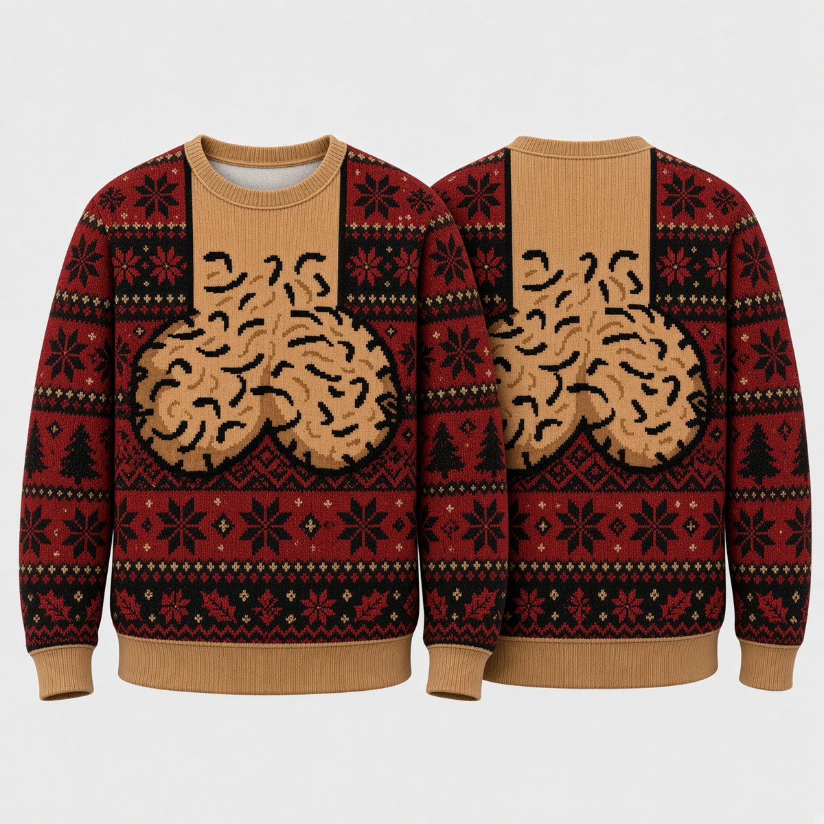 Festive Christmas Knit Sweater, Abstract Novelty Holiday Pullover, Retro Winter Party Top, Funny Christmas Gift
