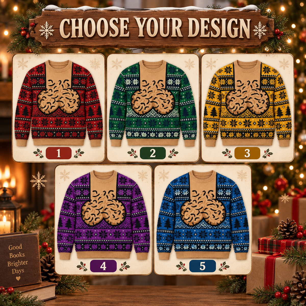 Festive Christmas Knit Sweater, Abstract Novelty Holiday Pullover, Retro Winter Party Top, Funny Christmas Gift