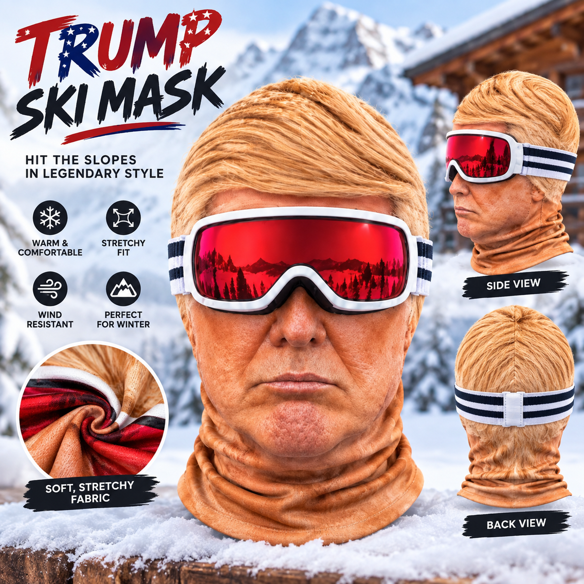 Funny Grandpa Ski Mask, Realistic Old Man Face Balaclava, Hilarious Snowboard Mask, Winter Face Cover, Ski Trip Gag Gift for Men