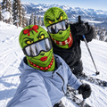 Funny Mr and Mrs Green Monster Ski Mask, Couple Winter Balaclava, Holiday Character Face Cover, Skiing Snowboard Gift