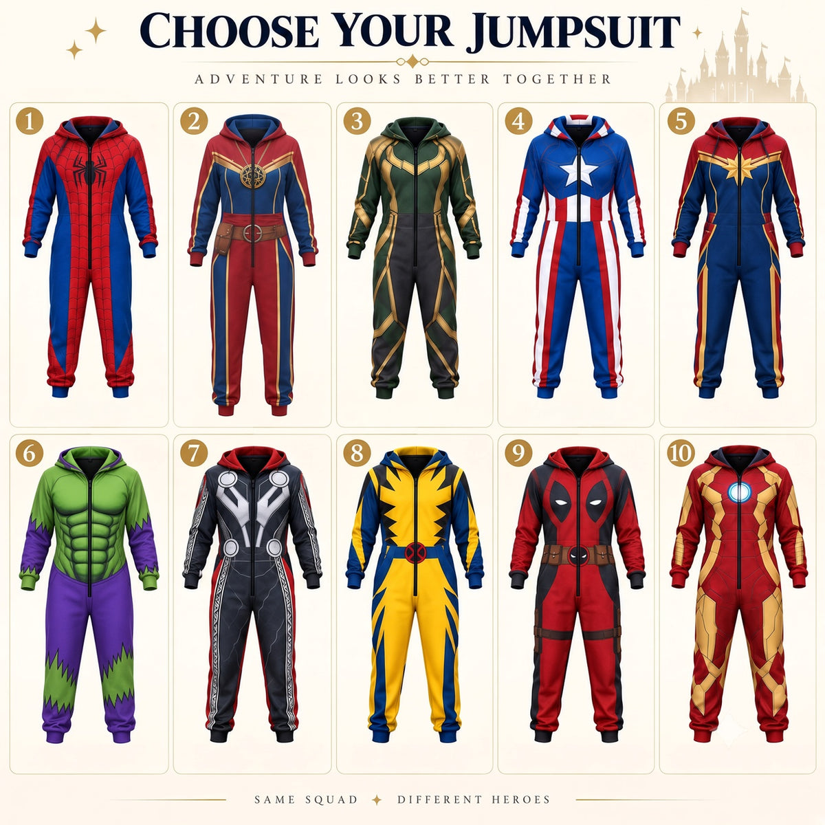 Matching Family Christmas Onesie Pajamas - Superhero Costume Jumpsuit for Adults, Kids & Baby