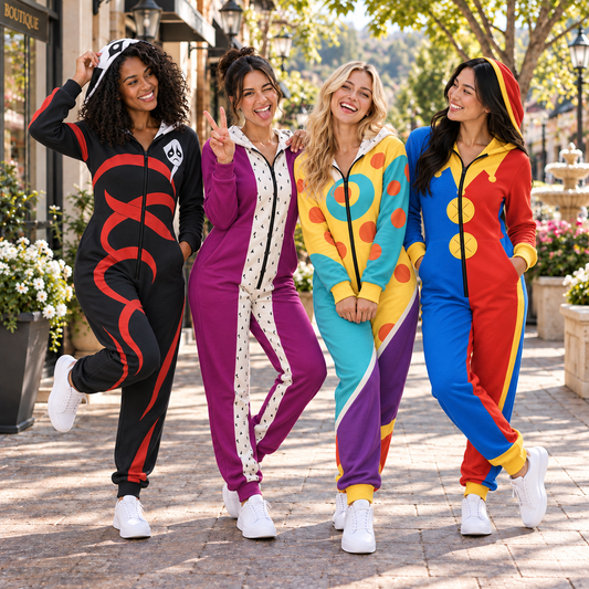 Circus Character Jumpsuit Pajamas, Colorful Cosplay Onesie, Matching Group Halloween Costume, Party Outfit