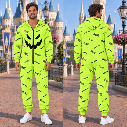 Spooky Halloween Character Jumpsuit Pajamas, Skeleton Monster Onesie, Matching Group Costume, Halloween Party Outfit
