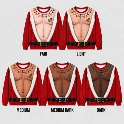 Couples Ugly Christmas Sweaters - Naughty His & Her Fake Body Set