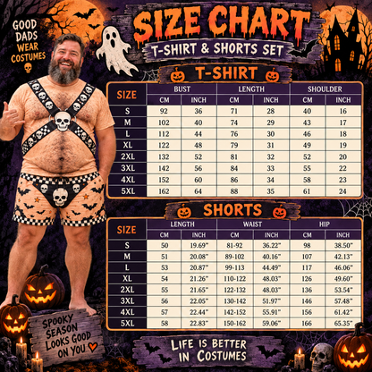 Funny Halloween Fake Body Costume Full Set - Tee & Shorts