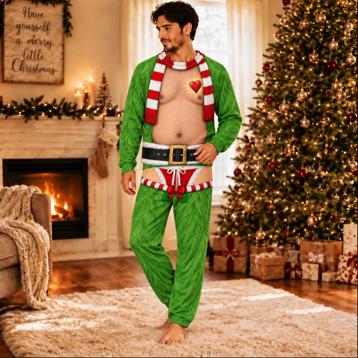 Christmas couples matching pajamas full set front and back