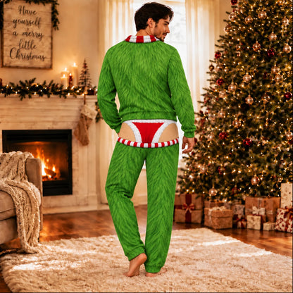 Couples fake body Christmas pajama set detail view