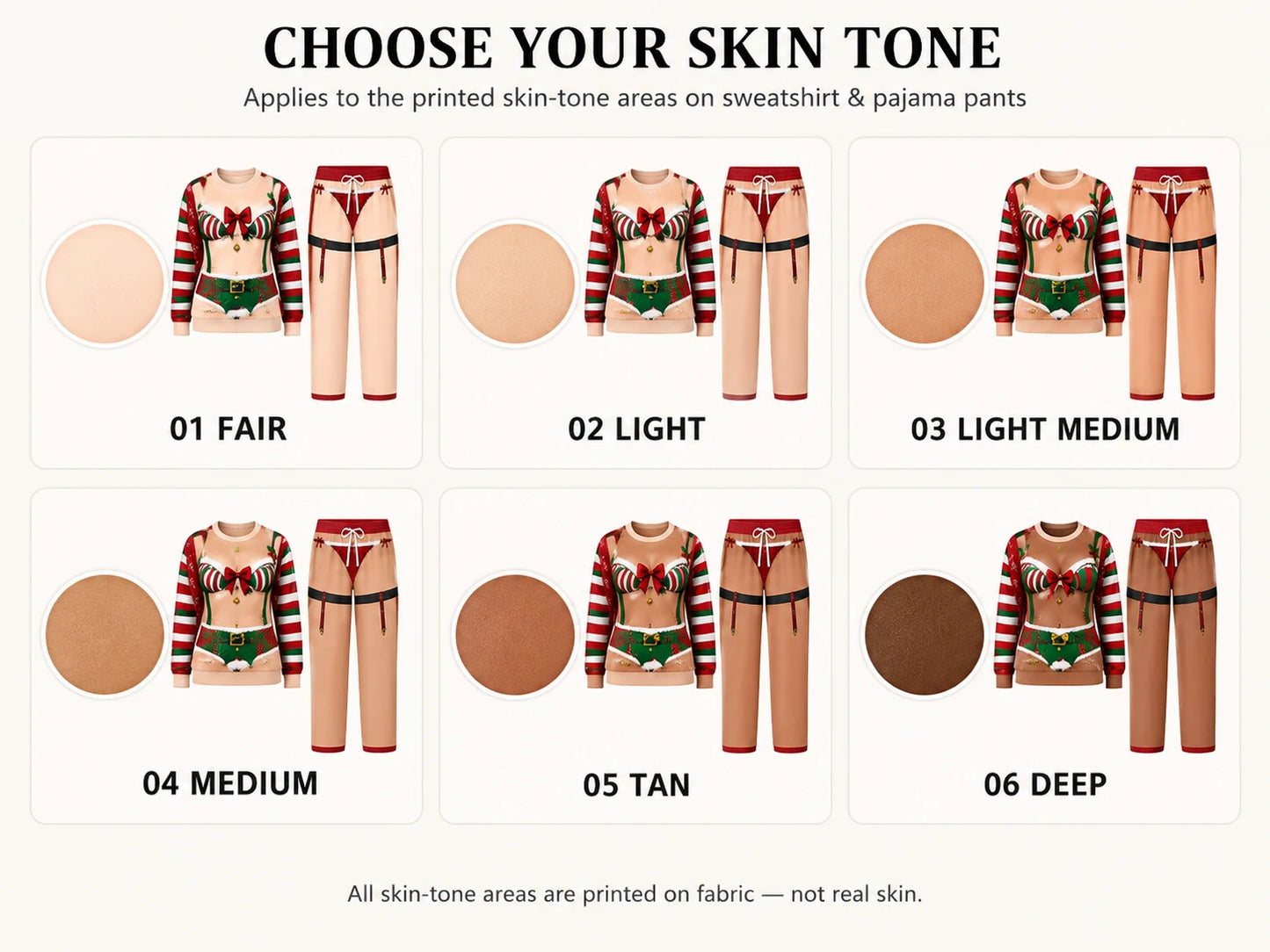 Christmas sweater skin tone options light medium dark