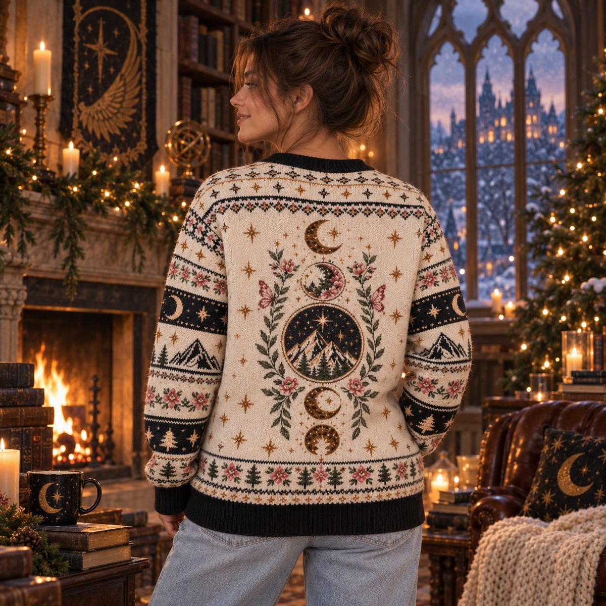 Velaris City of Starlight knit ugly Christmas sweater - back