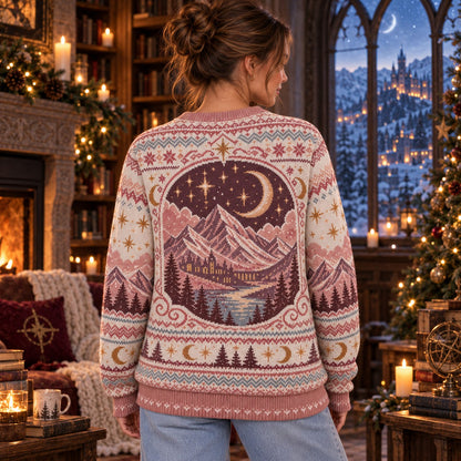 Velaris City of Starlight Pink knit ugly Christmas sweater - back