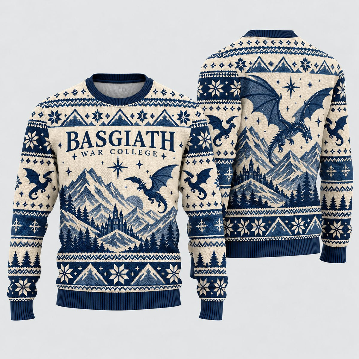 Basgiath War College Blue Knit Ugly Christmas Sweater