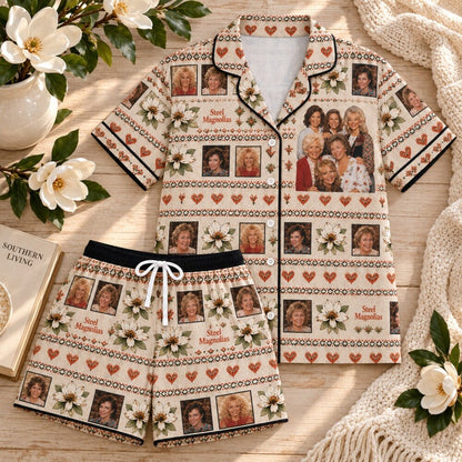 Steel Magnolias Pajamas Sets, Cream Floral Cast Print, Long Sleeve Set, Short Sleeve Set or Pajama Pants, Christmas Gift