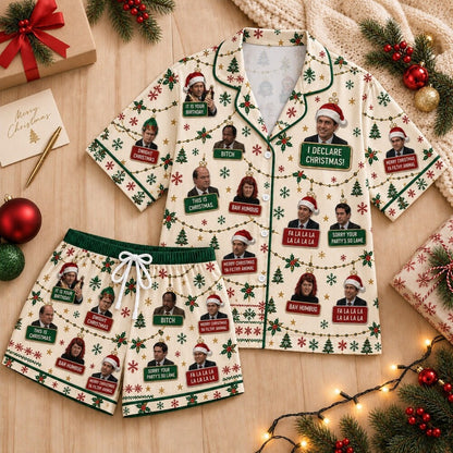 The Office Christmas Pajamas Sets, Funny Character Quote Print, Long Sleeve Set, Short Sleeve Set or Pajama Pants
