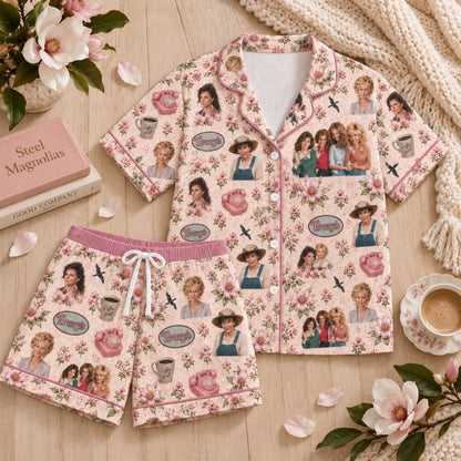 Pink Floral Friendship Pajamas Set, Long Sleeve, Short Sleeve or Pajama Pants, Cozy Holiday Gift