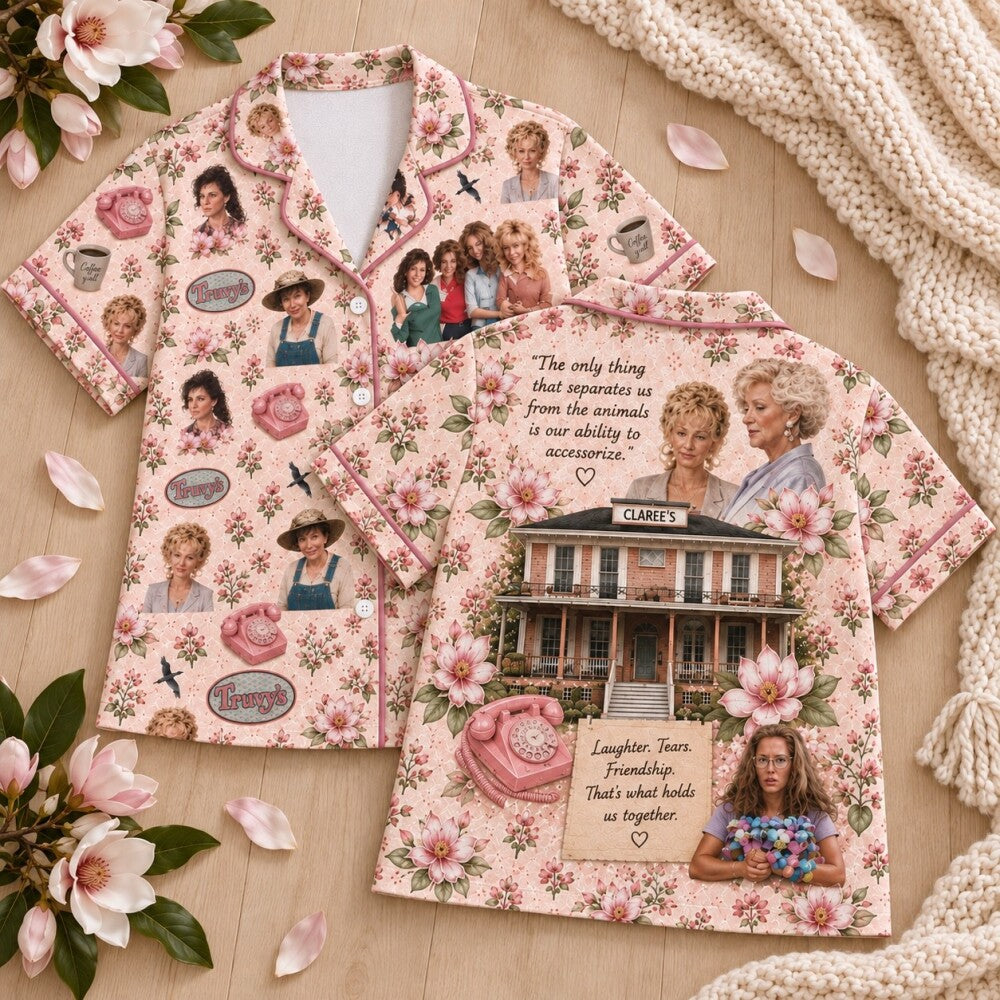 Pink Floral Friendship Pajamas Set, Long Sleeve, Short Sleeve or Pajama Pants, Cozy Holiday Gift
