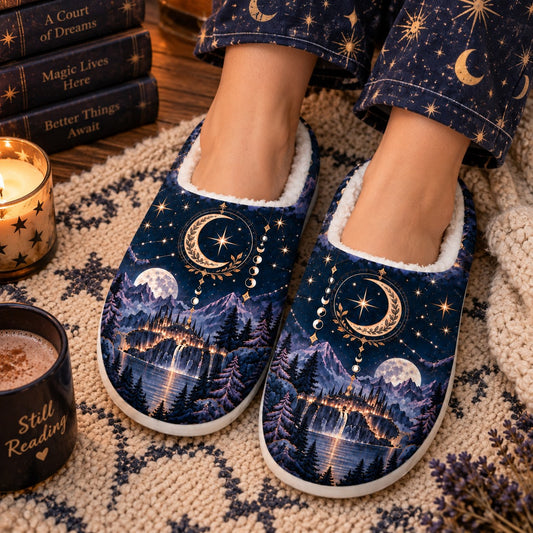 ACOTAR Night Court Velaris moon phases slippers - worn