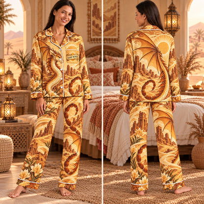 Wings of Fire satin pajamas Design 3 – front and back view