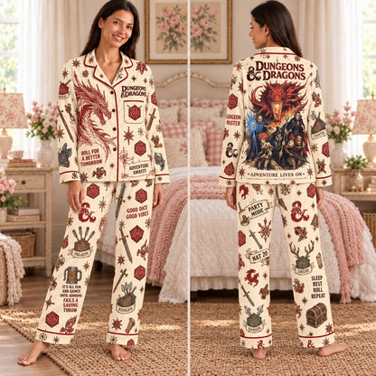 Dungeons and Dragons satin pajamas Design 1 – front and back view