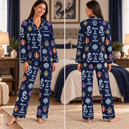 Dungeons and Dragons satin pajamas Design 2 – front and back view