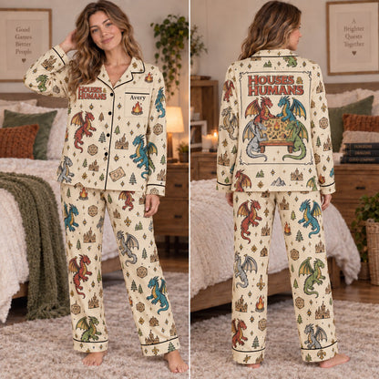 Dungeons and Dragons satin pajamas Design 3 – front and back view