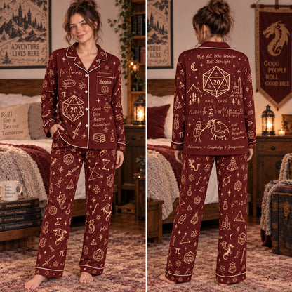 Dungeons and Dragons satin pajamas Design 1 – front and back view