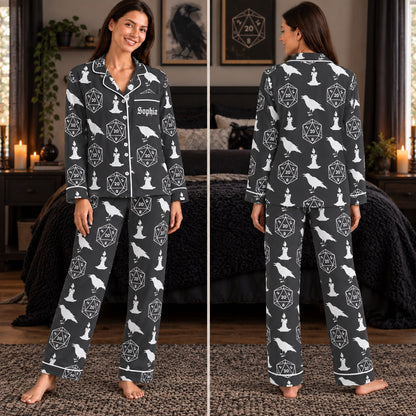 Dungeons and Dragons satin pajamas Design 2 – front and back view