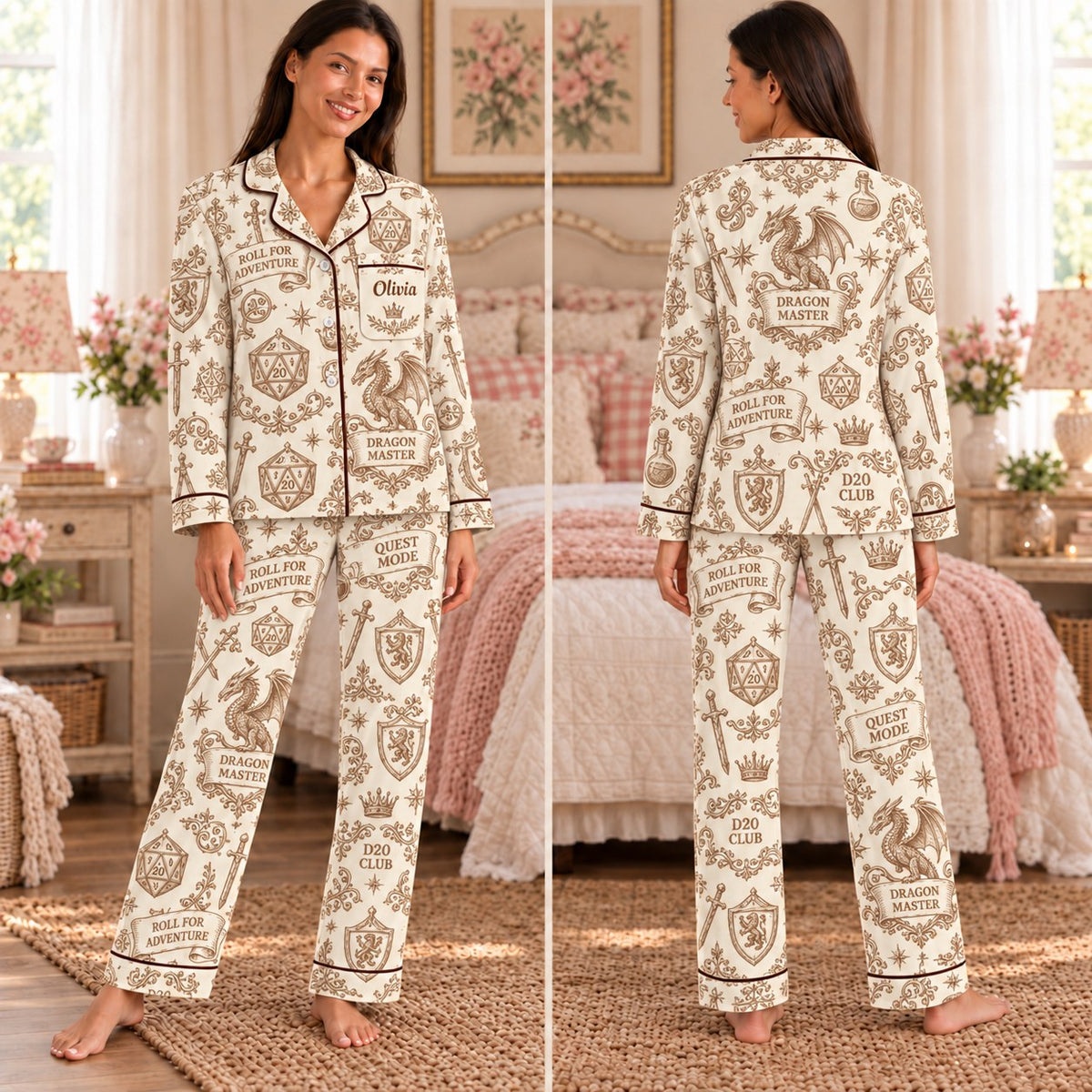 Dungeons and Dragons satin pajamas Design 3 – front and back view
